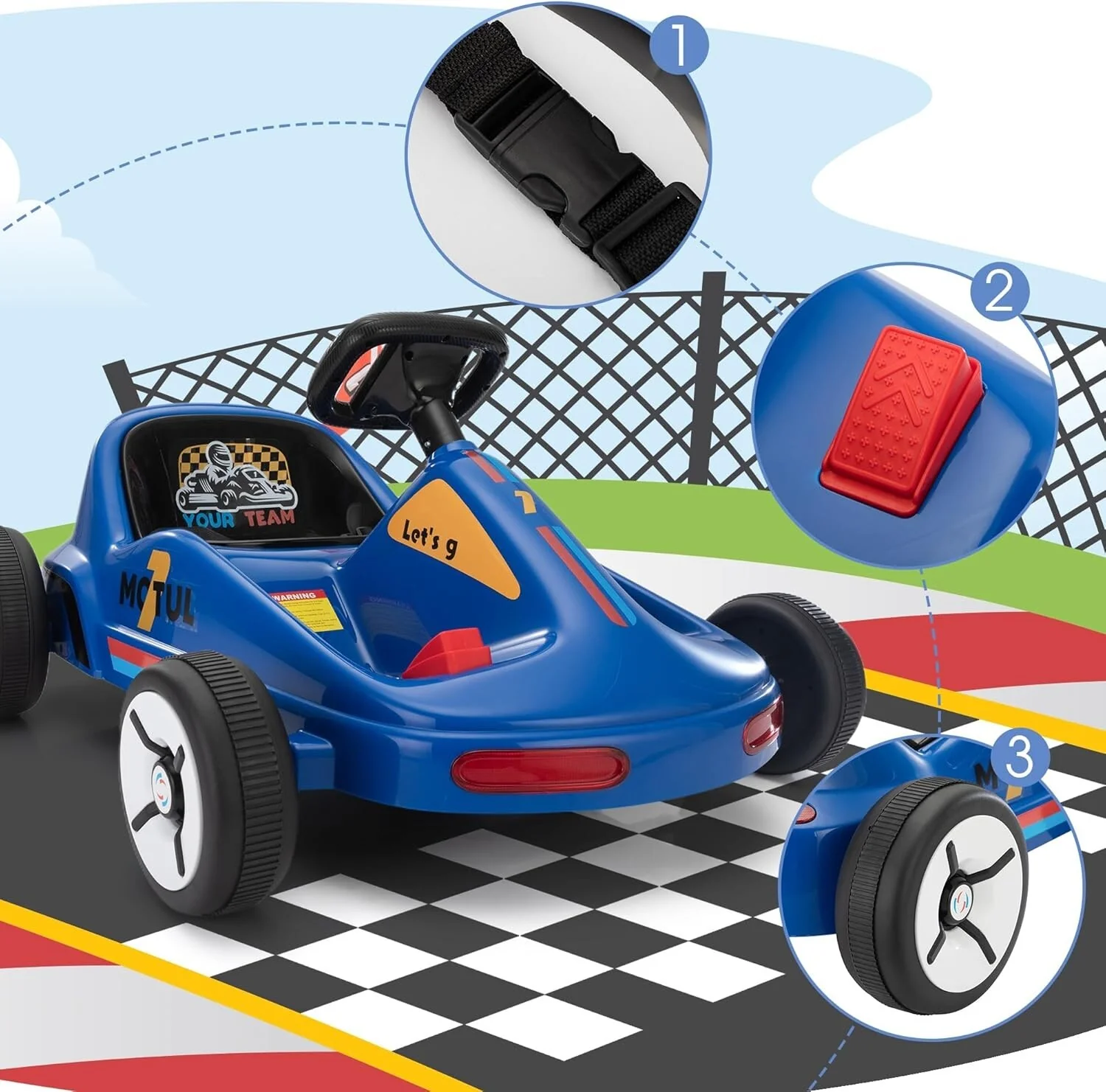 12V Kids Electric Ride-On Go Kart Toy Car with Remote Control for Ages 3-8 Years - Image 8