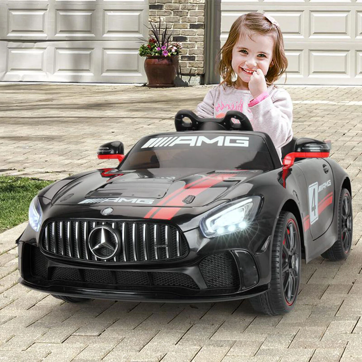 TOBBI 12V Kids Electric Mercedes-Benz Car Ride On Toy in Black - Image 7