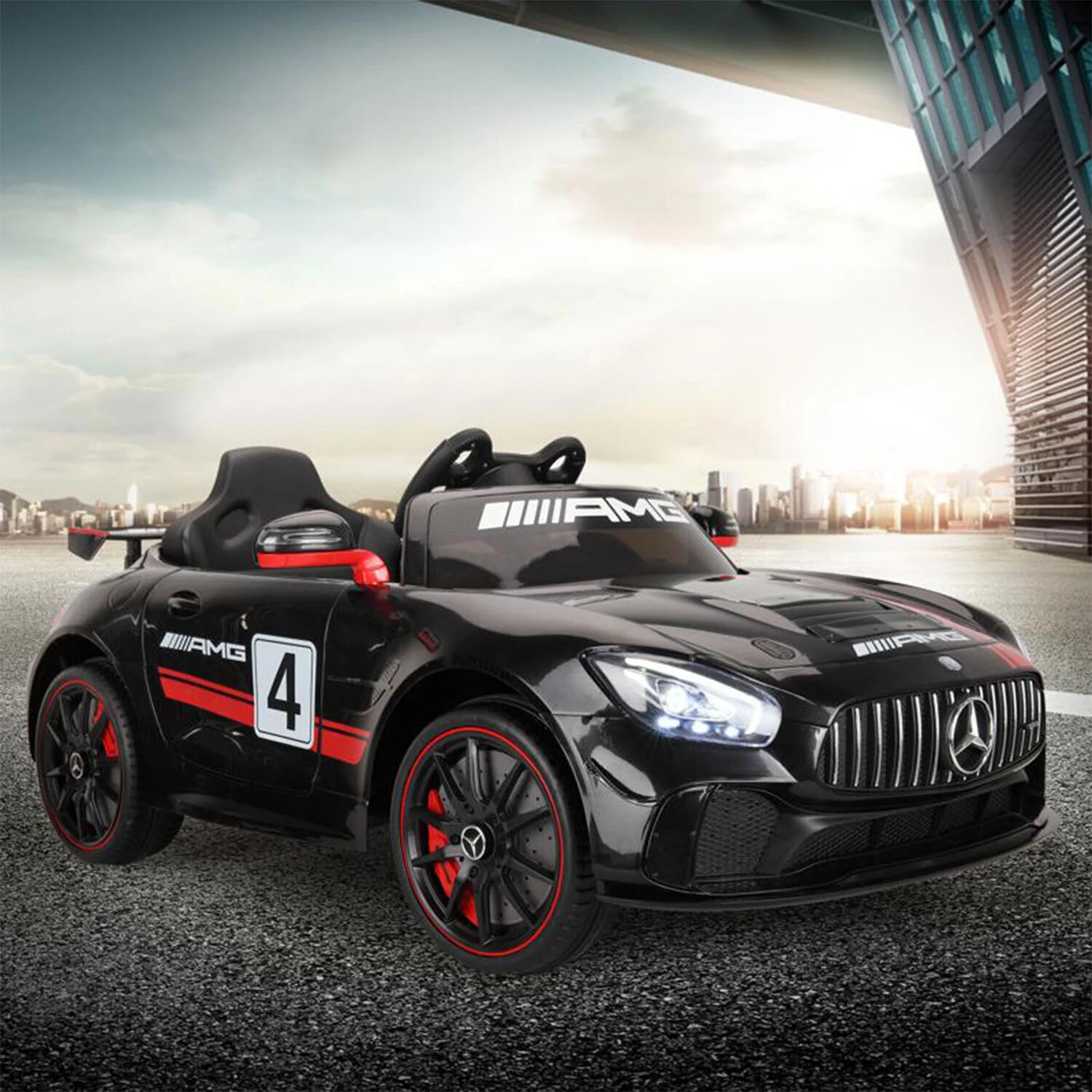 TOBBI 12V Kids Electric Mercedes-Benz Car Ride On Toy in Black - Image 8