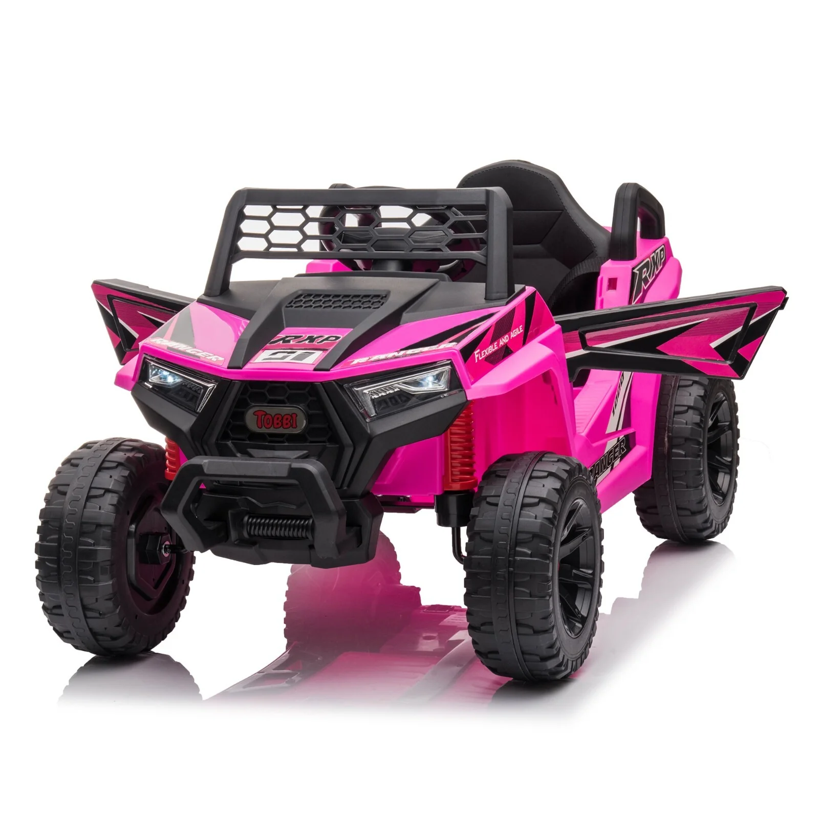 12V Kids Electric 2WD Off-Road UTV Ride-On Truck with Music in Rose Red - Image 13