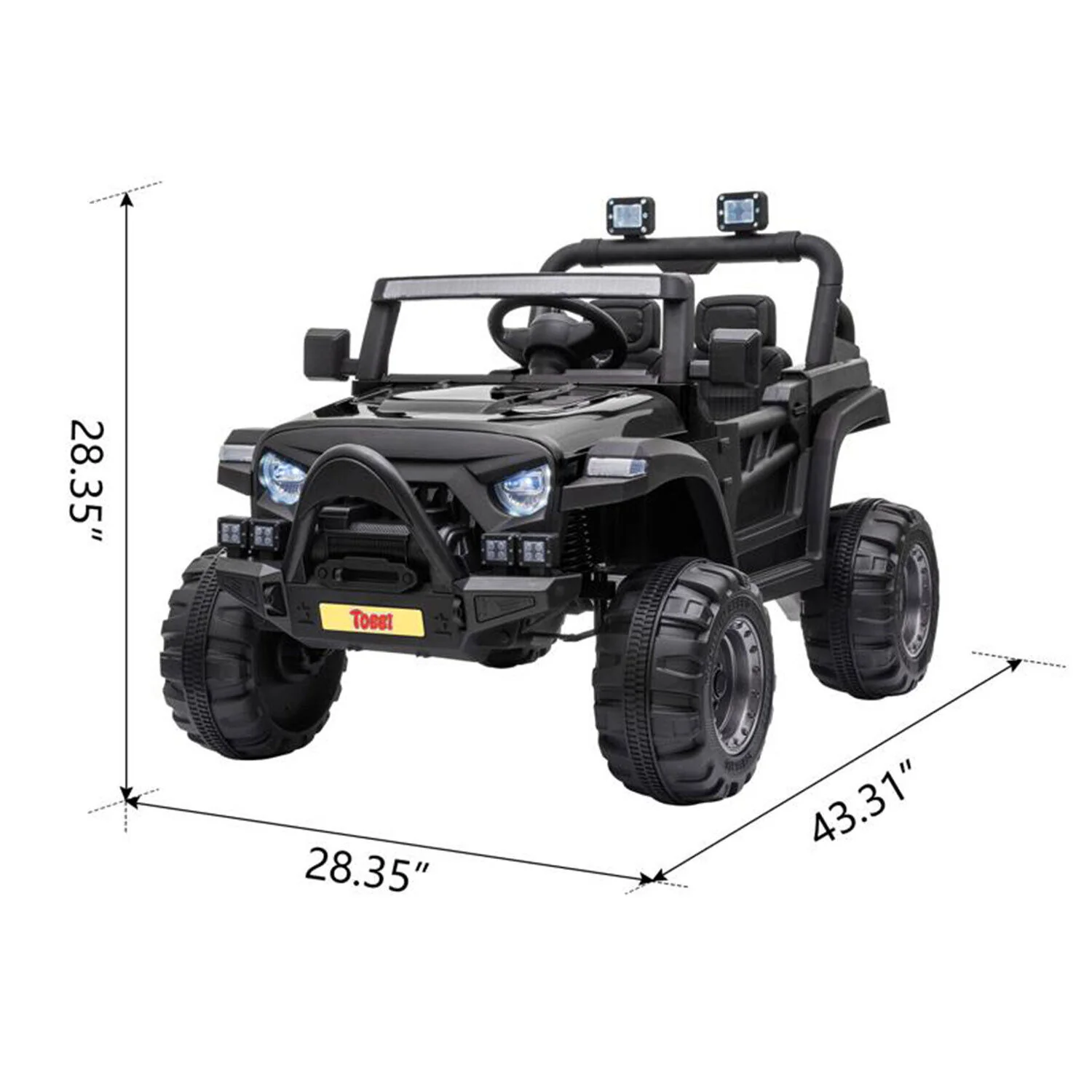 TOBBI 12V Kids Electric Ride On SUV Truck Car with 3 Speeds, Black - Image 4