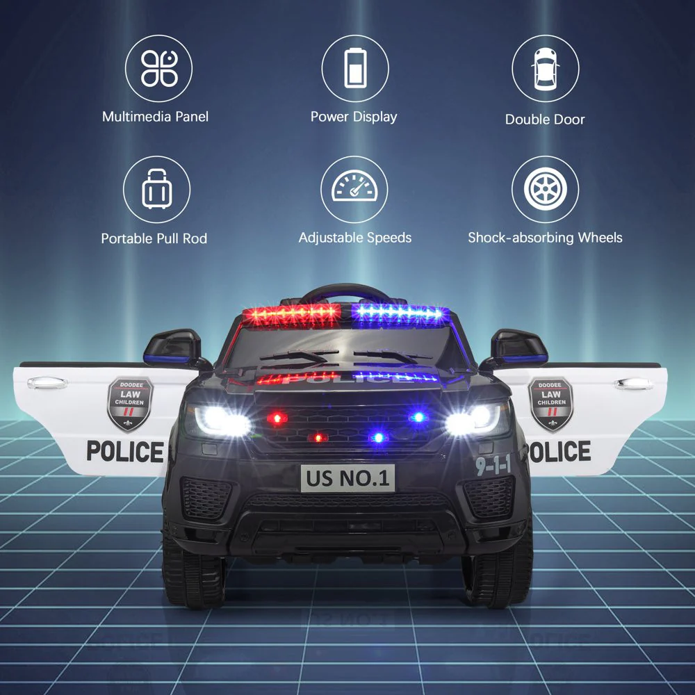 12V Kids Police Ride-On SUV Car with Parental Remote Control - Image 5