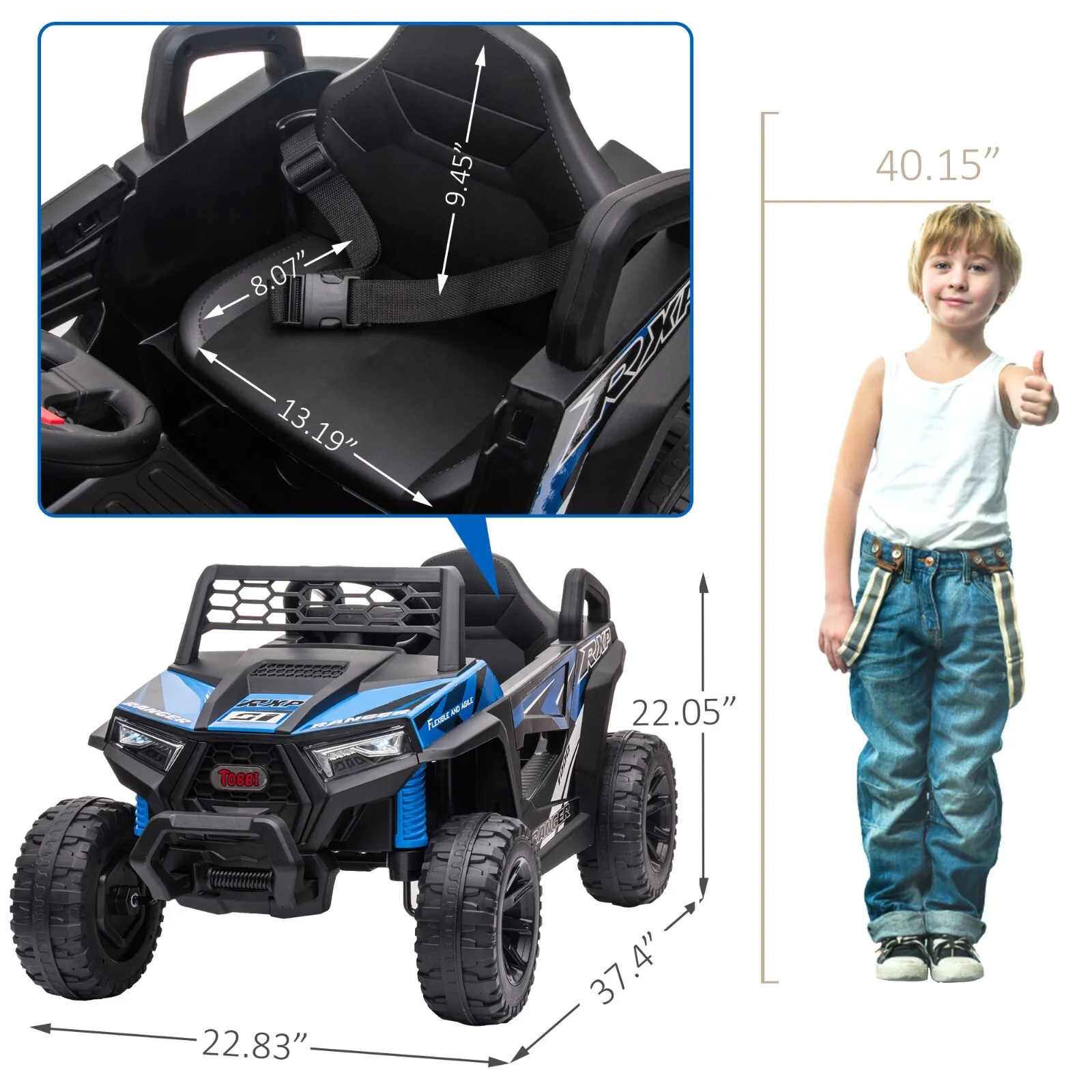 12V Electric Kids Ride-On Off-Road UTV Truck with Headlights, Music, and Horn - Image 3