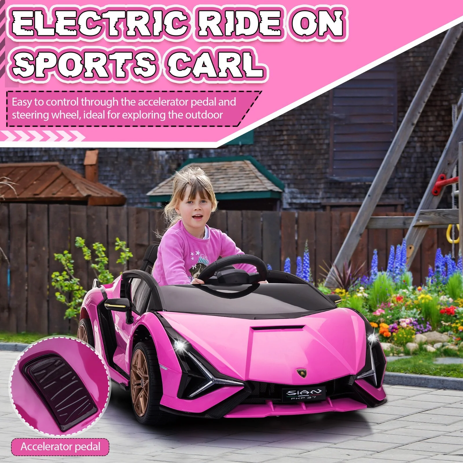 12V Kids Electric Ride-On Lamborghini Sian Car with Remote Control - Image 11