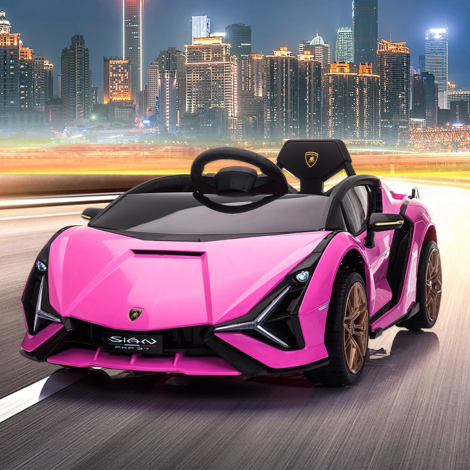 12V Kids Electric Ride-On Lamborghini Sian Car with Remote Control - Image 2