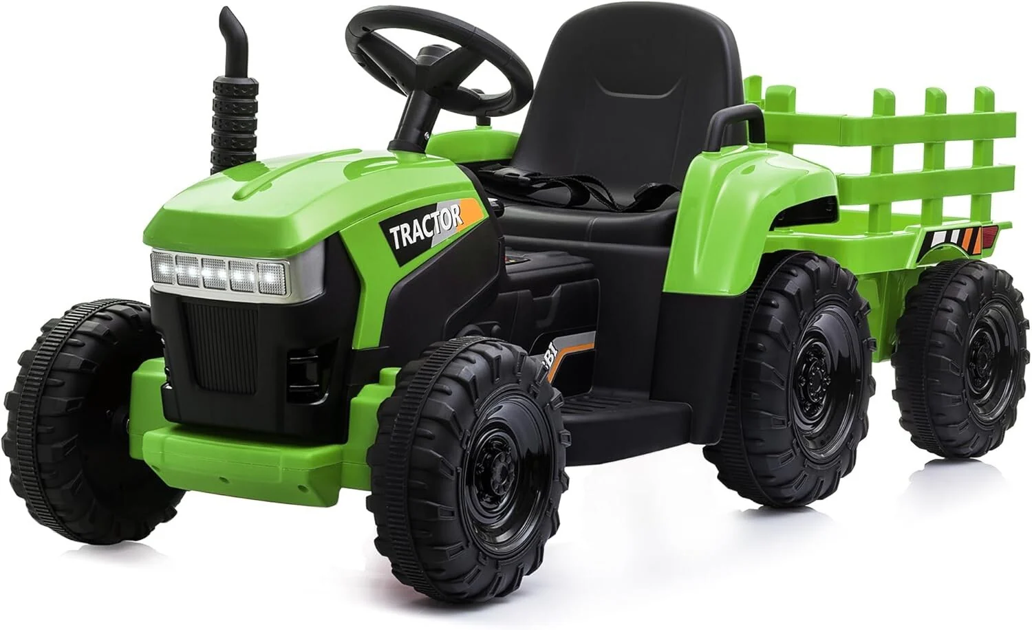 12V Battery-Powered Ride-On Tractor Toy with Trailer for Toddlers - Image 9