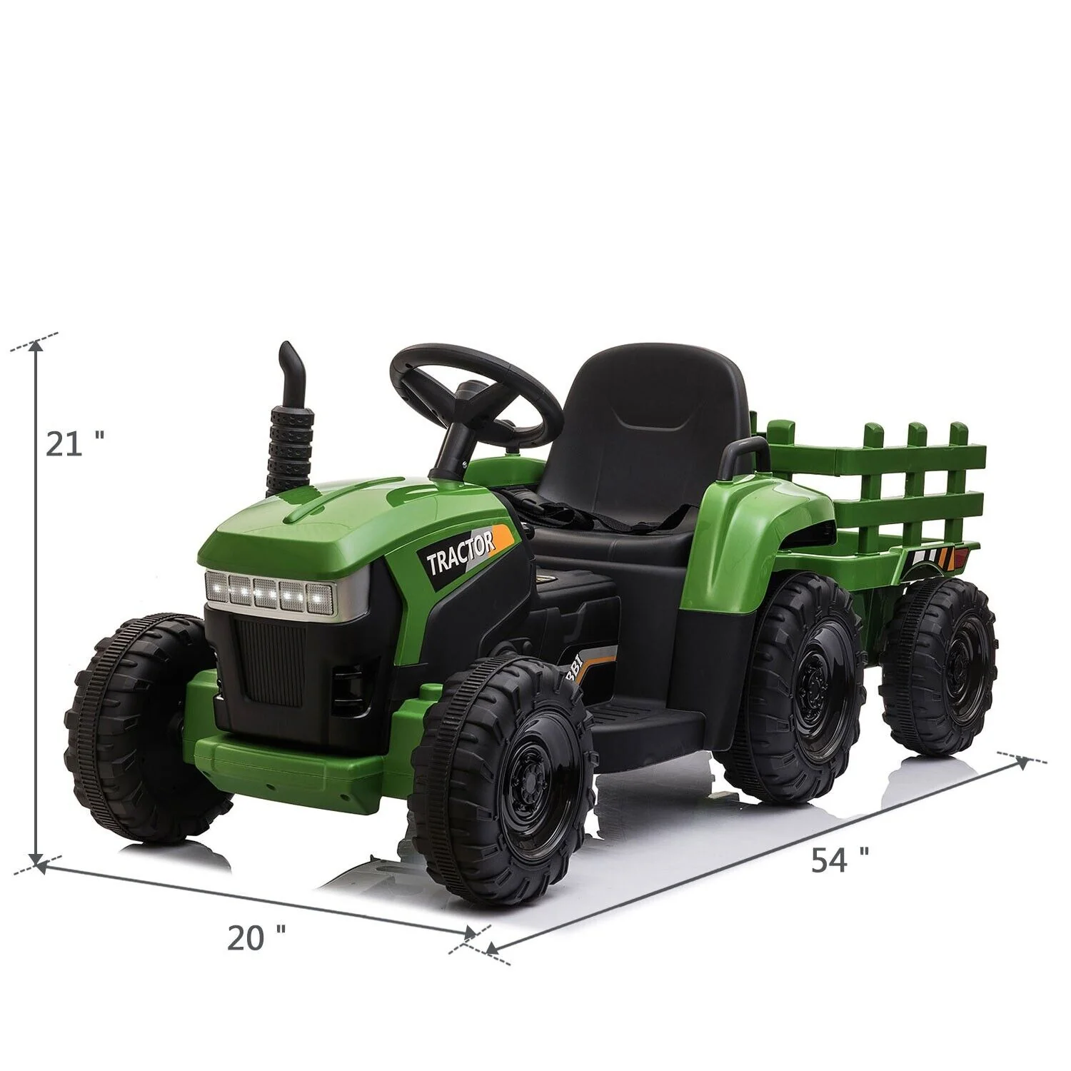 TOBBI 12V Kids Ride-On Tractor with Detachable Trailer and Illuminating Lights - Image 2