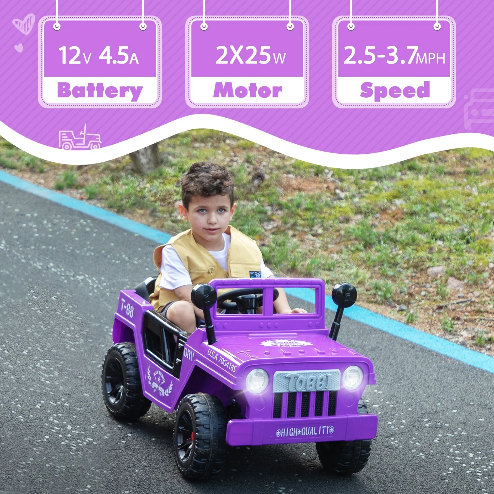 12V Electric Battery-Powered Ride-On Jeep Truck for Kids Ages 3-6 - Image 8