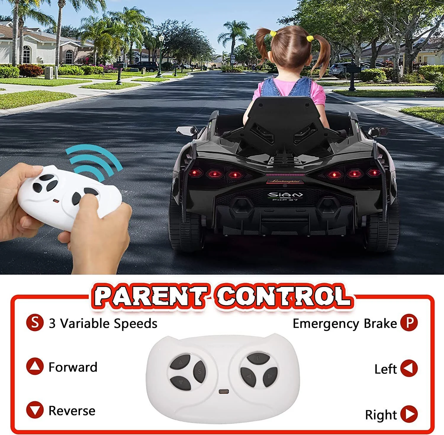 TOBBI 12V Lamborghini Sian Licensed Kids Electric Ride on Car with Parental Remote Control - Image 4