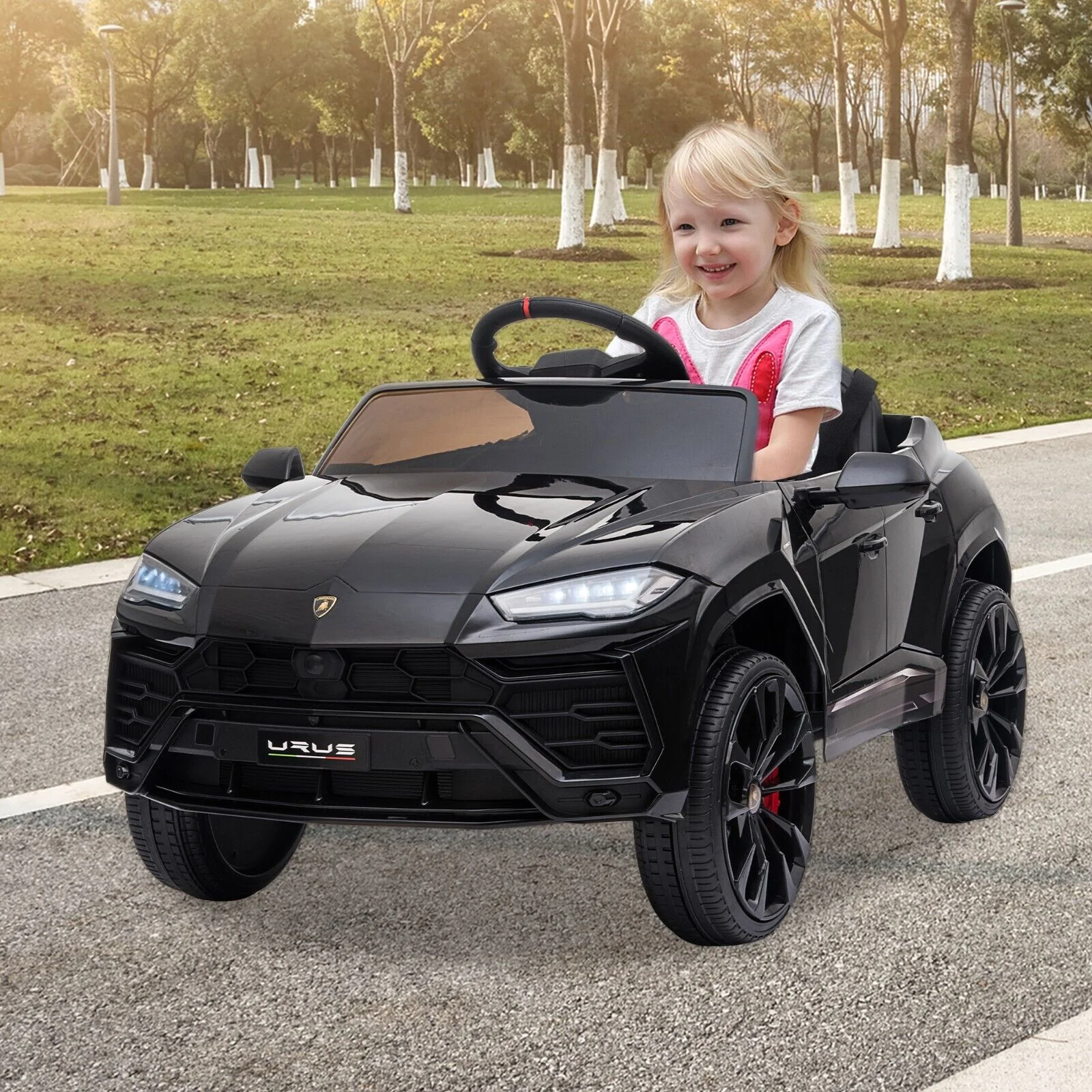 TOBBI 12V Lamborghini Urus Licensed Kids Ride on Car with Music - Black - Image 12