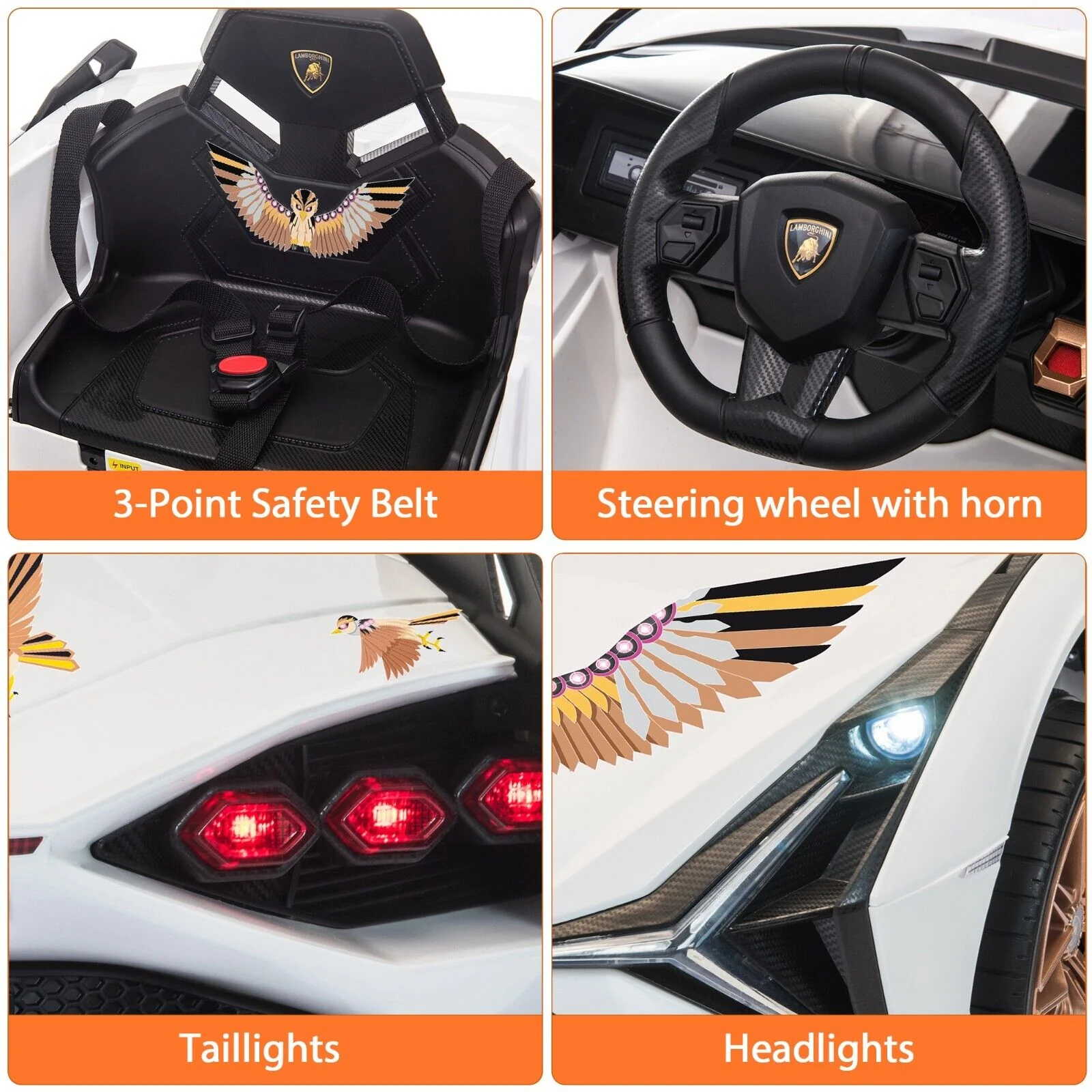 TOBBI 12V Licensed Lamborghini Sian Electric Kids Ride-On Car with Customizable Stickers - Image 8