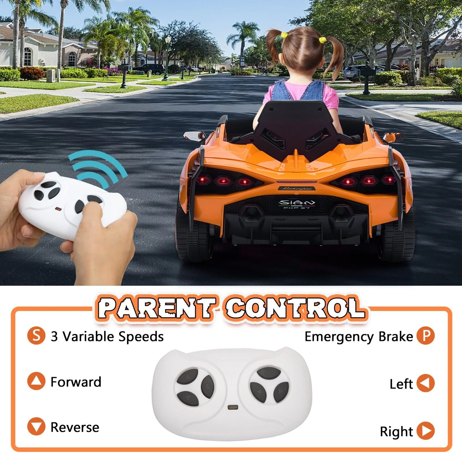 TOBBI 12V Licensed Lamborghini Sian Ride On Car for Kids with Remote Control and Battery Power - Image 10