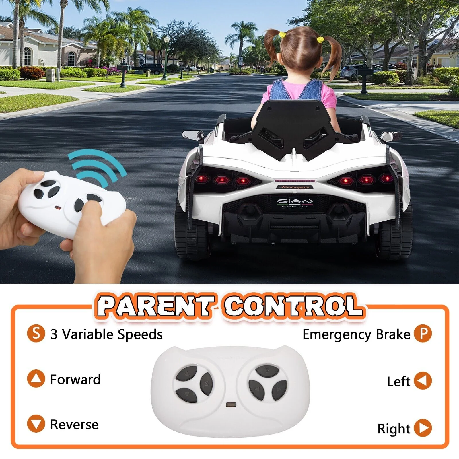 TOBBI 12V Licensed Lamborghini Sian Ride-On Car for Kids with Remote Control, Scissor Doors, and MP3 Player - Image 11