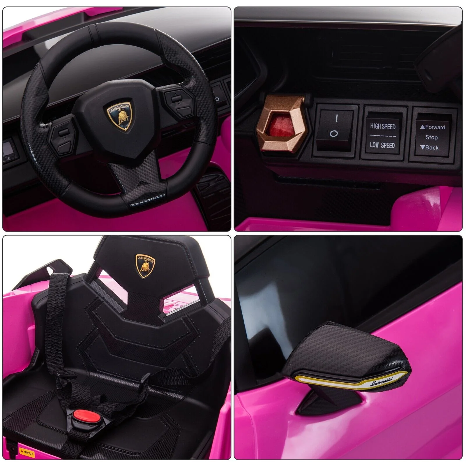 TOBBI 12V Licensed Pink Lamborghini Sian Kids Ride On Car with Remote Control - Plastic Toy for Endless Fun - Image 9