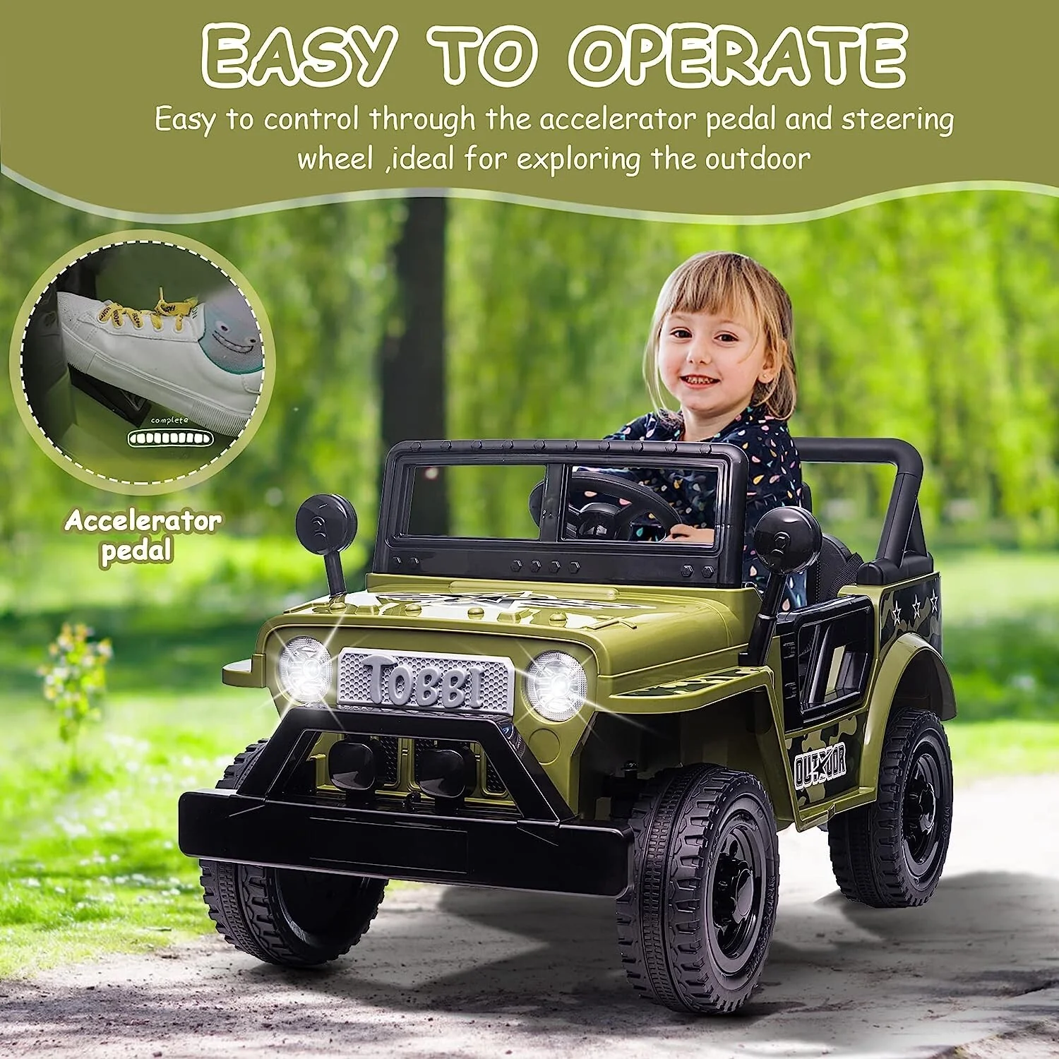 12V Battery-Powered Kids Off-Road Ride-On Truck with 4 Wheels - Image 2
