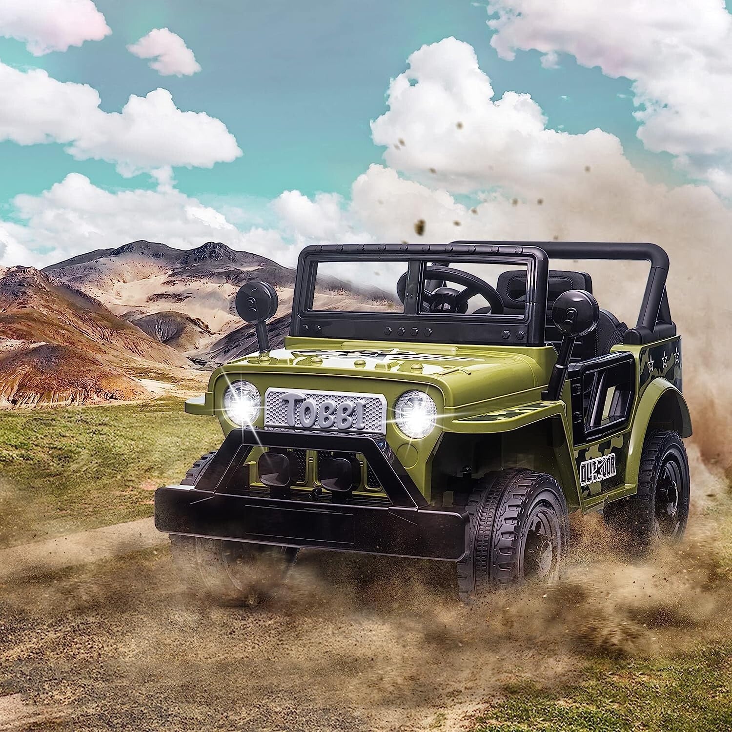 12V Battery-Powered Kids Off-Road Ride-On Truck with 4 Wheels - Image 7