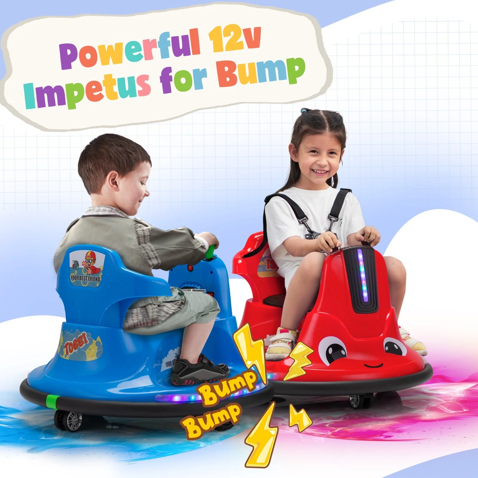 12V Ride-On Bumper Car with 360° Spinning, Remote Control, Dual Motors, and LED Lights - Image 13