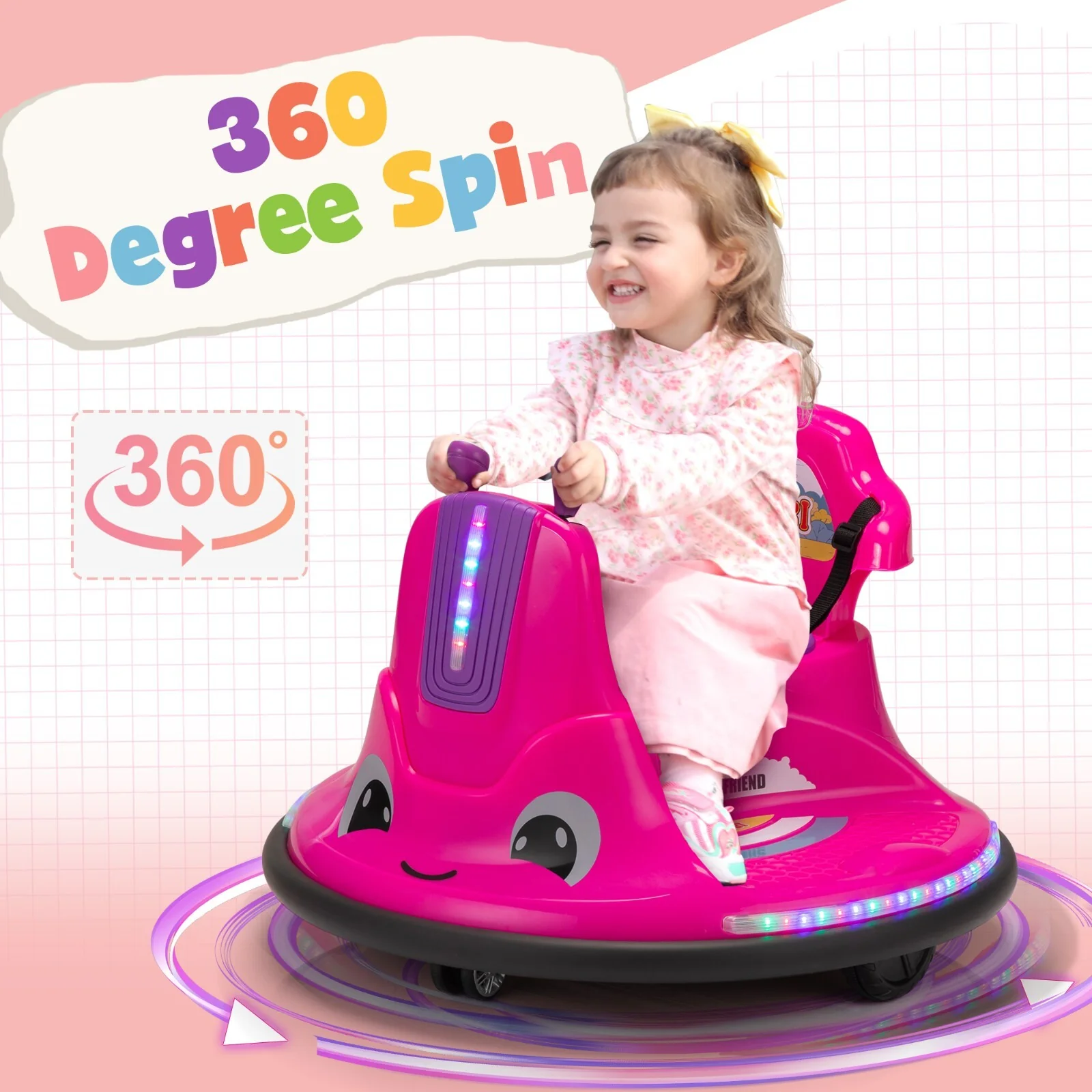12V Electric Ride-On Bumper Car for Toddlers with 360-Degree Spin and Remote Control - Image 6