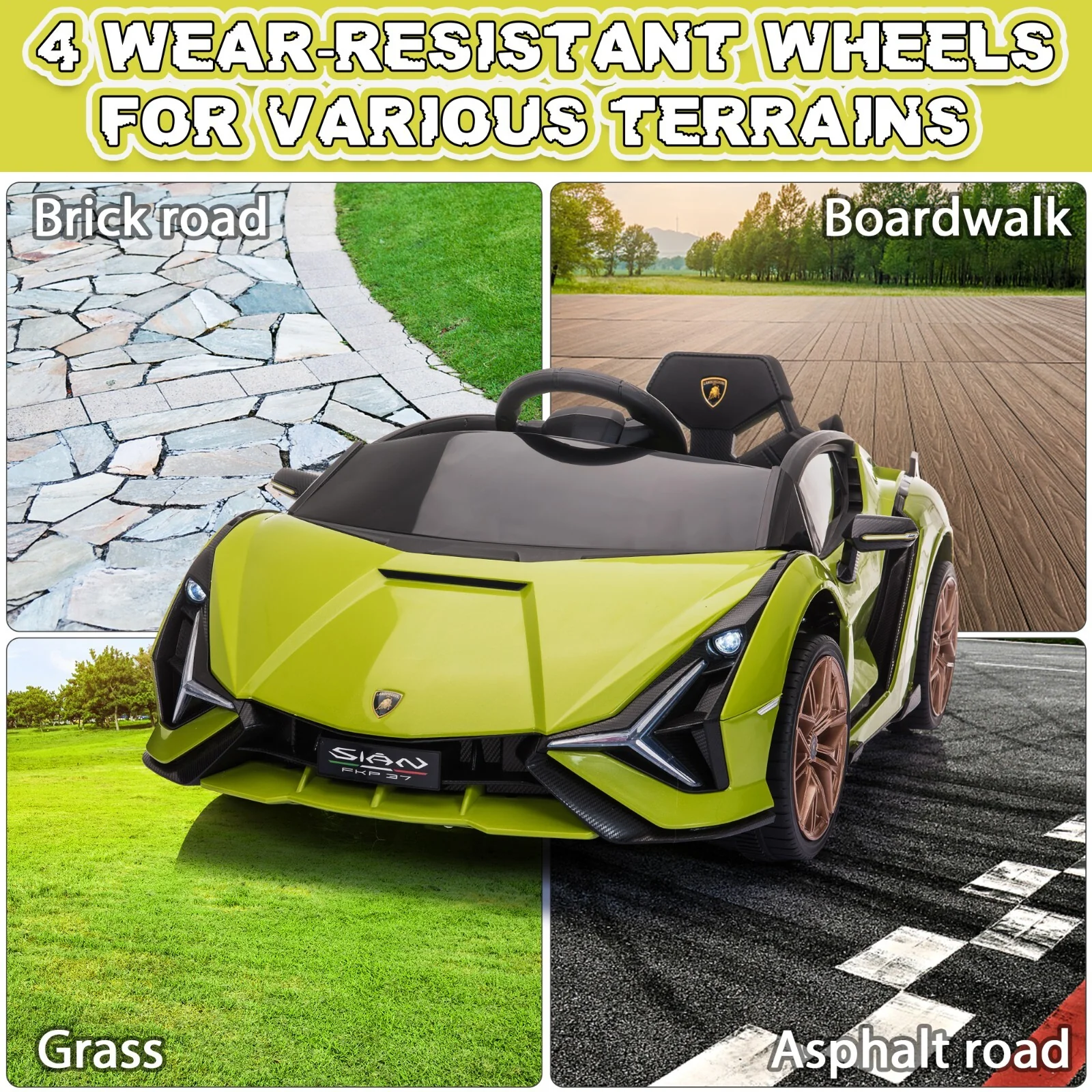 12V Kids Electric Ride-On Car Licensed Lamborghini Sian with Remote Control and MP3 Player - Image 11