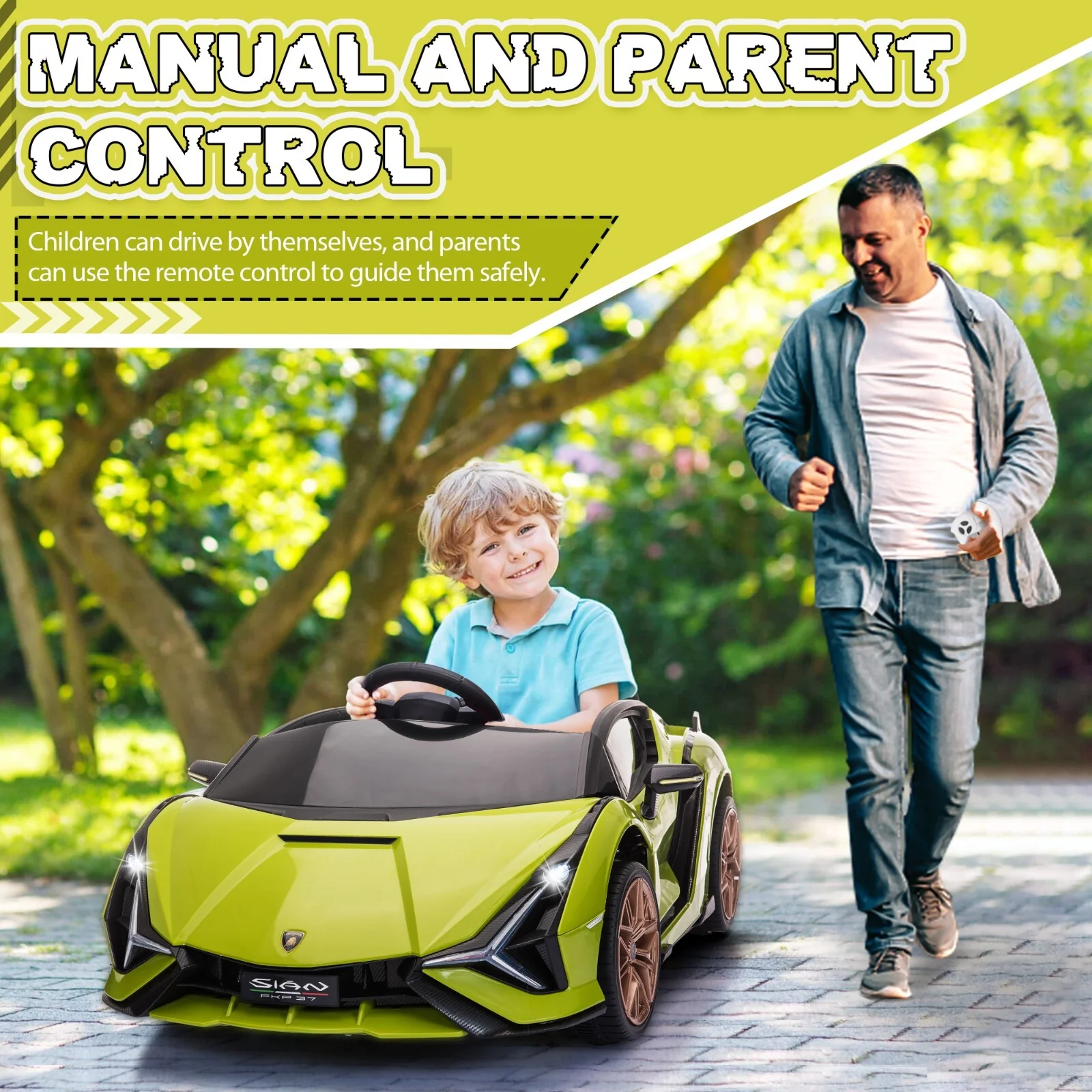 12V Kids Electric Ride-On Car Licensed Lamborghini Sian with Remote Control and MP3 Player - Image 12