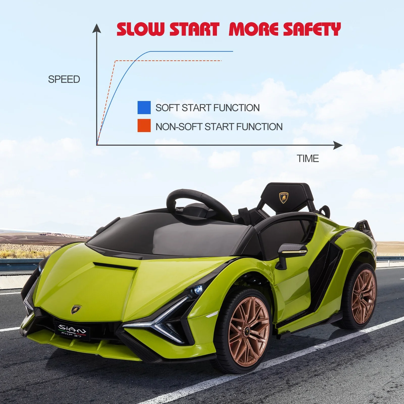 12V Kids Electric Ride-On Car Licensed Lamborghini Sian with Remote Control and MP3 Player - Image 8