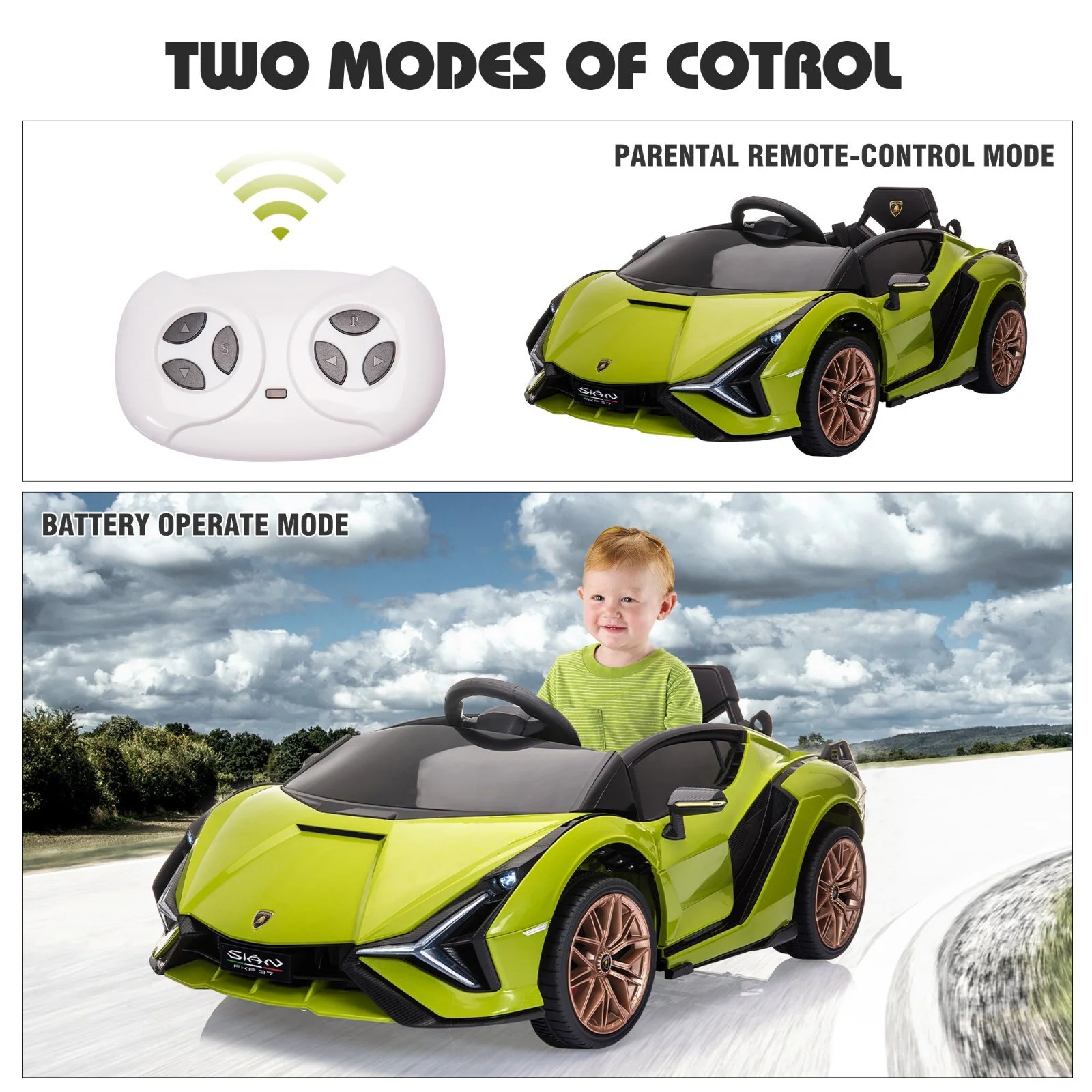 12V Kids Electric Ride-On Car Licensed Lamborghini Sian with Remote Control and MP3 Player - Image 9