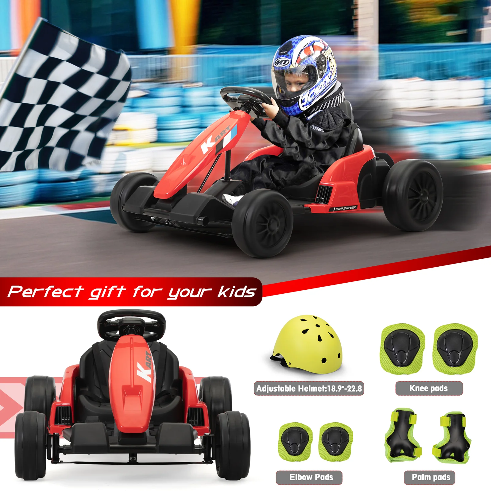 24V Kids Electric Drifting Go-Kart with Dual 85W Motors, 8mph Max Speed, and Built-in Music - Image 10