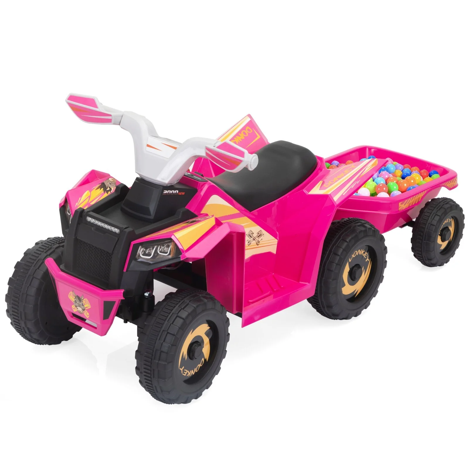 6V Kids Electric Ride-On ATV Tractor with 4 Wheels, Trailer, and Music - Image 14