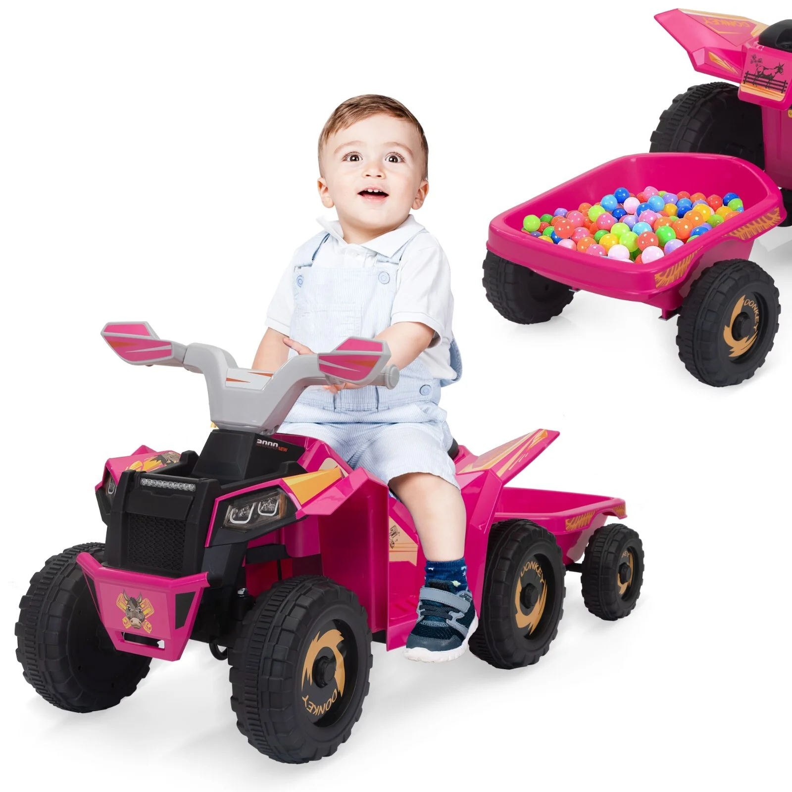 6V Electric Ride-On Quad Bike with Trailer for Toddlers Ages 3-6 - Image 2