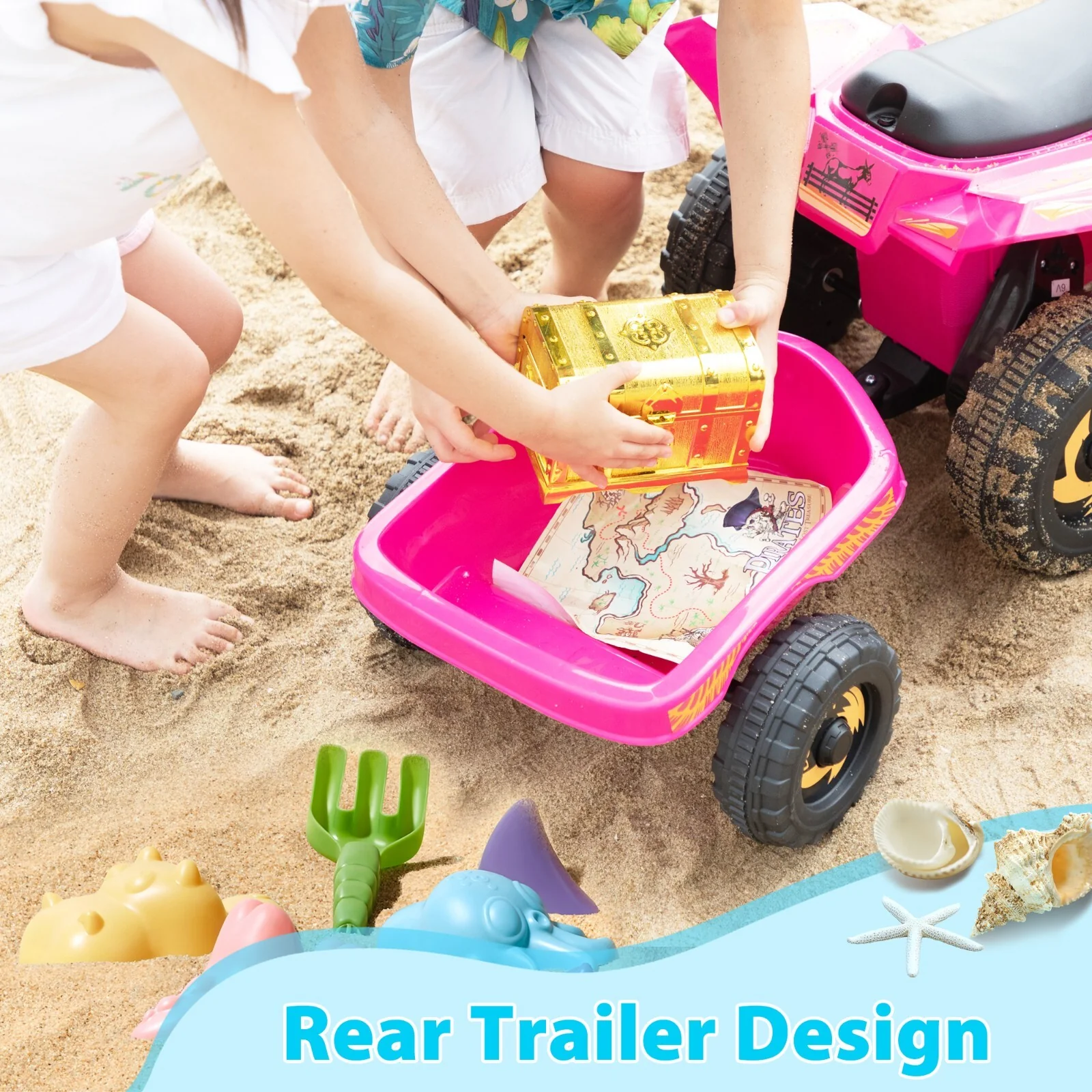 6V Electric Ride-On Quad Bike with Trailer for Toddlers Ages 3-6 - Image 3