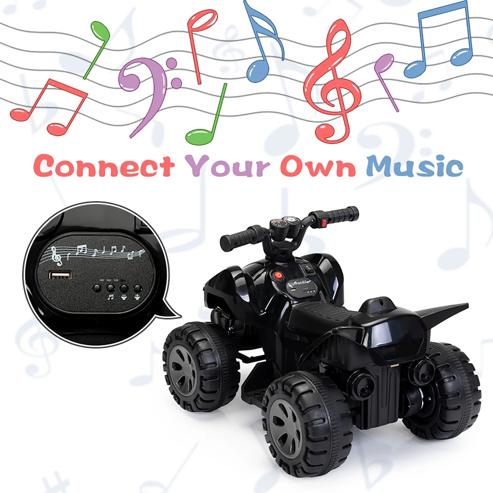 6V Battery-Powered Kids Electric Ride-On ATV Quad Car with Music and LED Lights - Image 13