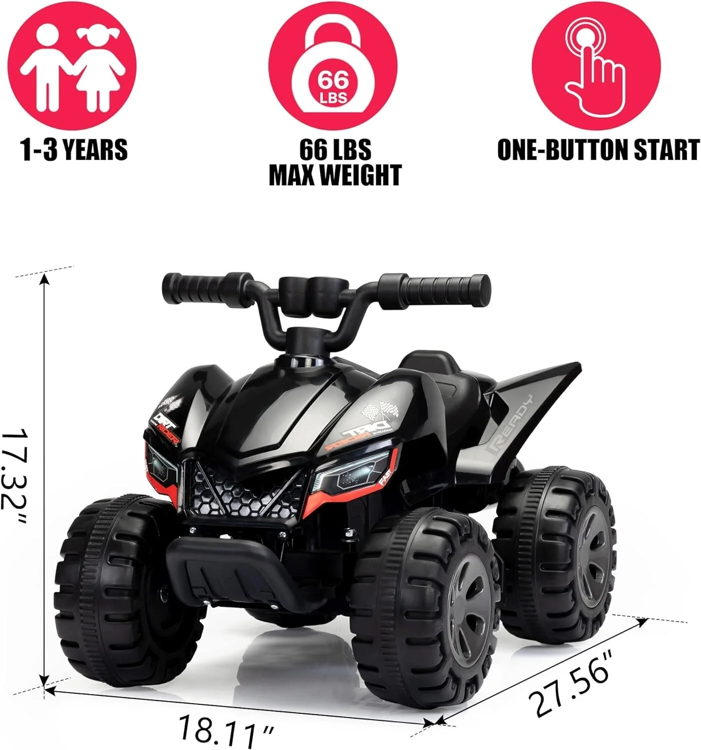 6V Battery-Powered Kids Electric Ride-On ATV Quad Car with Music and LED Lights - Image 9