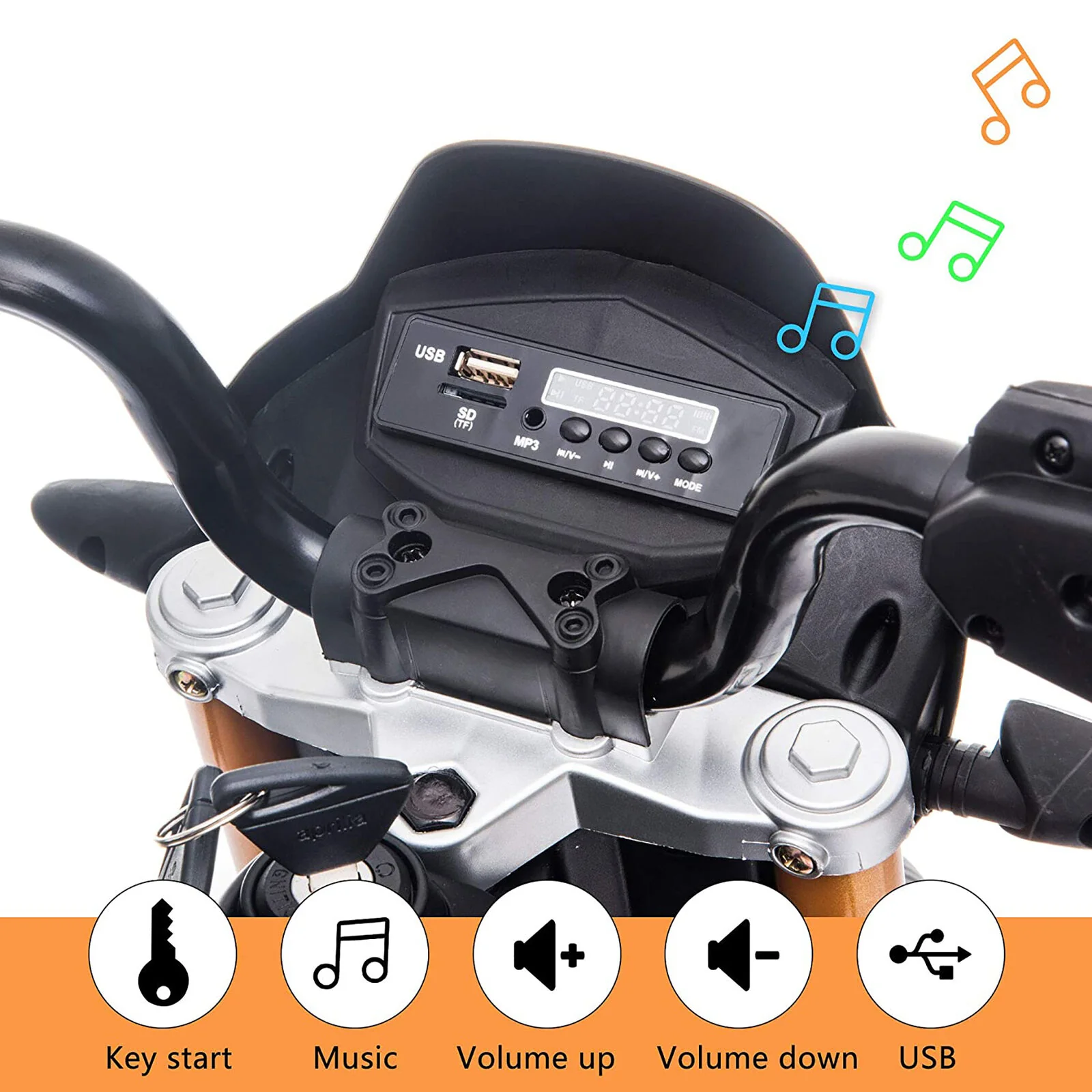 TOBBI Aprilia Motorcycle Ride-On for Kids 3+ Years - Black - Image 3