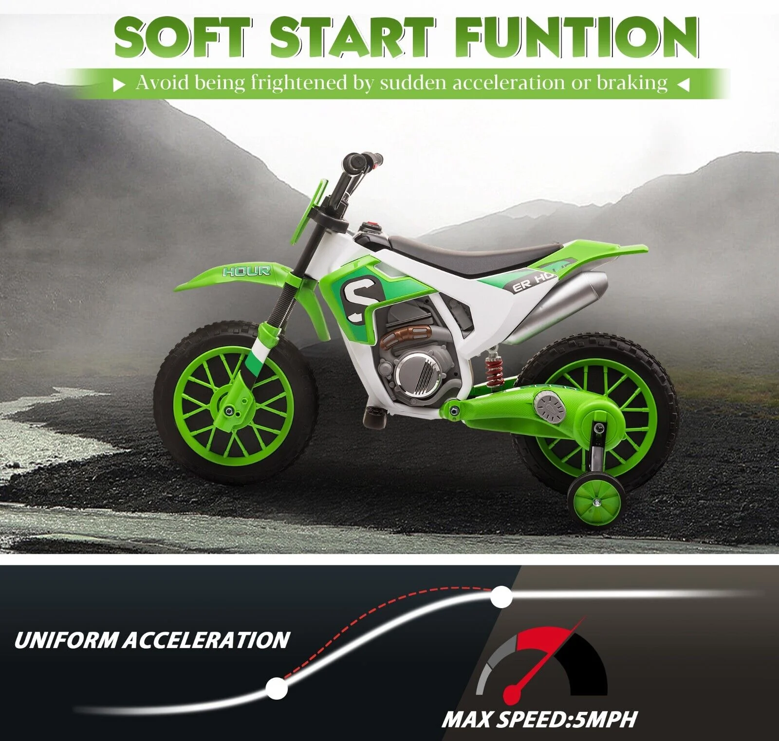 TOBBI Kids Electric Motorbike with Training Wheels - All-in-One Kid-Powered Ride - Image 9