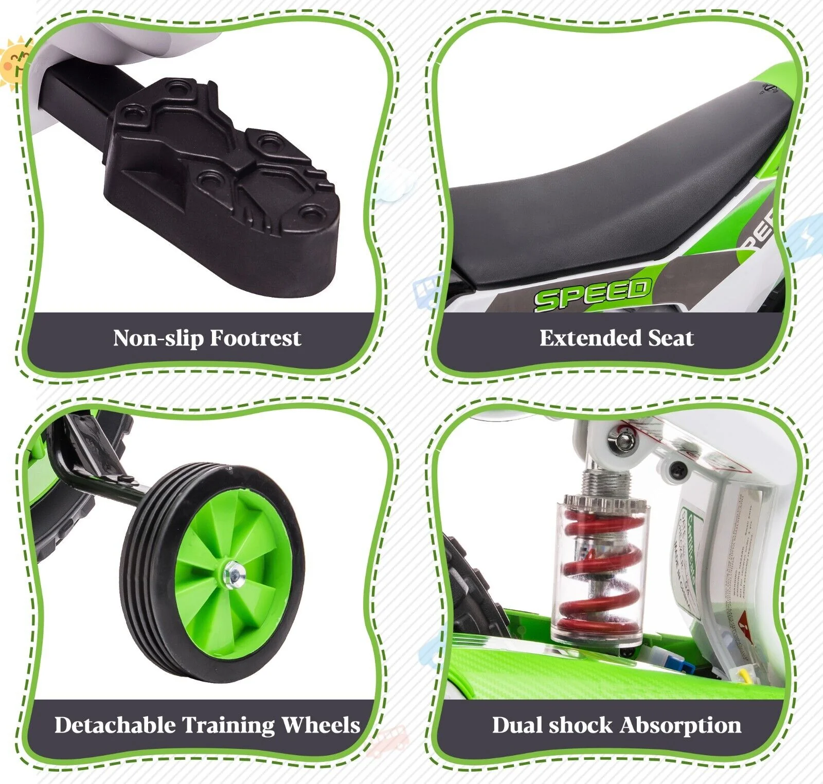 TOBBI Kids Electric Motorbike with Training Wheels - Fun and Safe Ride for Young Riders - Image 5