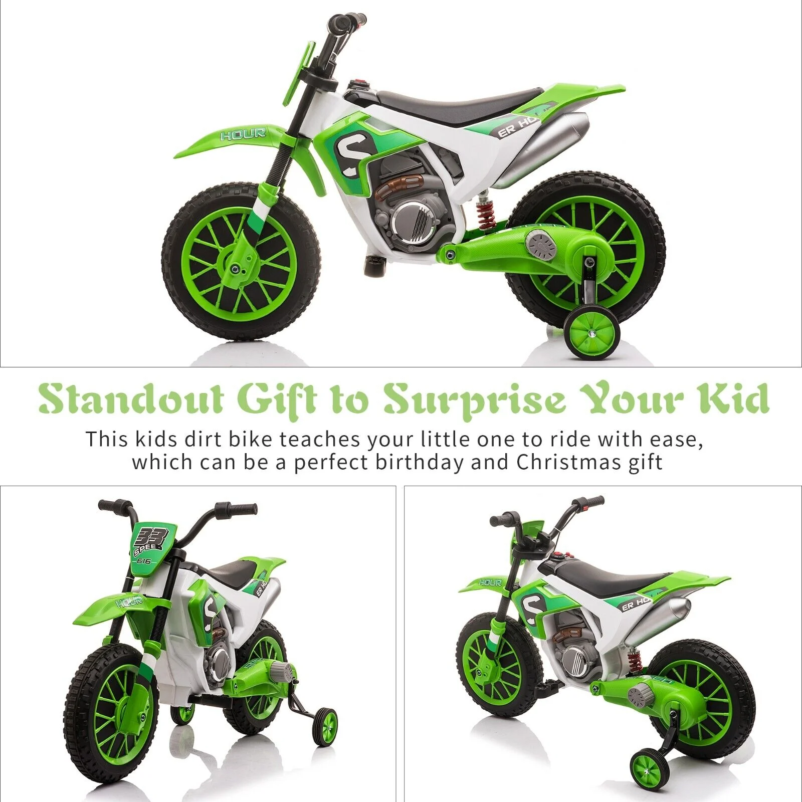 TOBBI Kids Electric Motorbike with Training Wheels - Fun and Safe Ride-On Vehicle - Image 3