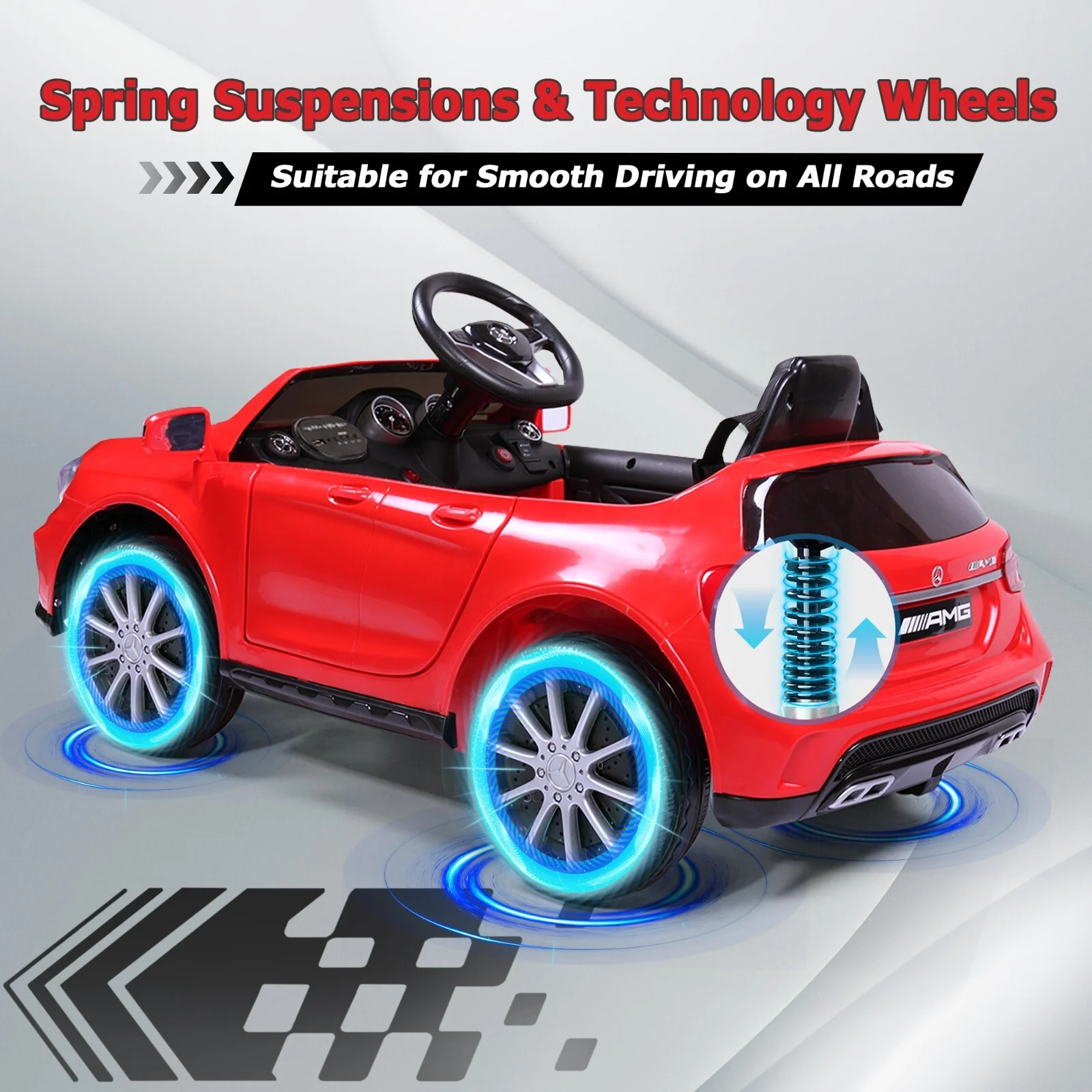 Kids Licensed Mercedes Benz Ride-On Car with 2.4G Remote Control - Red - Image 5
