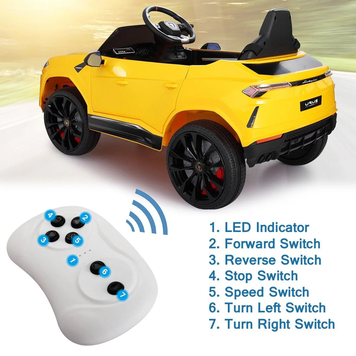 TOBBI Lamborghini Urus 12V Kids Ride-On Car: Electric Four-Wheel Fun for Young Drivers - Image 9