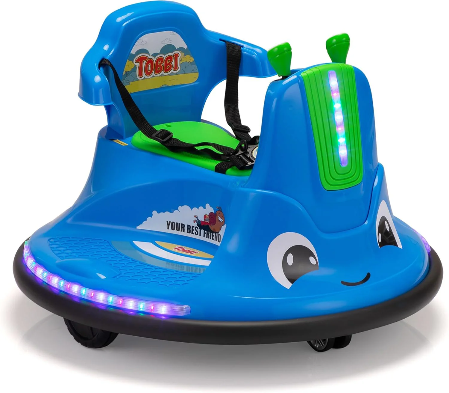 12V Purple Snail Bumper Ride-On Car with Remote Control and DIY Stickers - Image 12