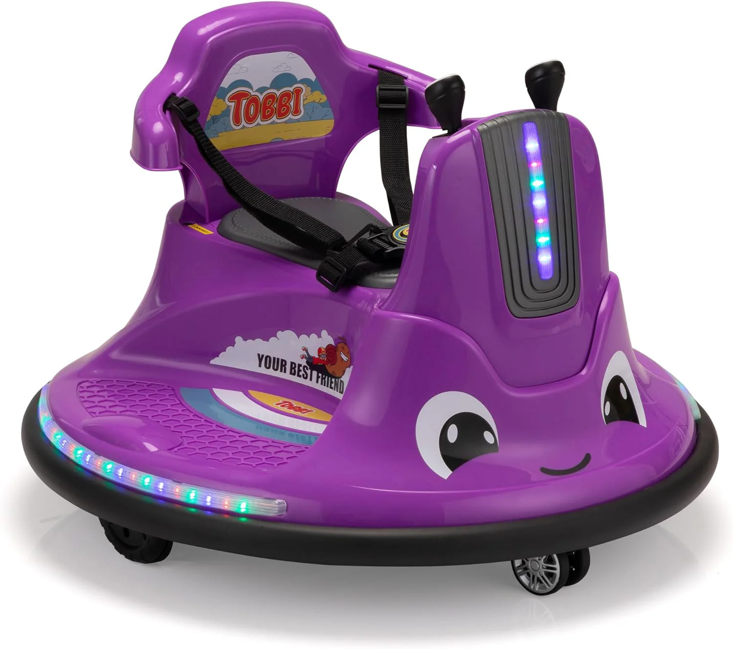 12V Purple Snail Bumper Ride-On Car with Remote Control and DIY Stickers - Image 13