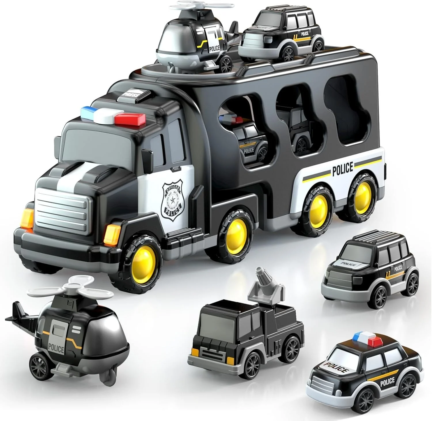 5-in-1 Police Truck Playset for Toddlers with Light and Sound Features - Image 11