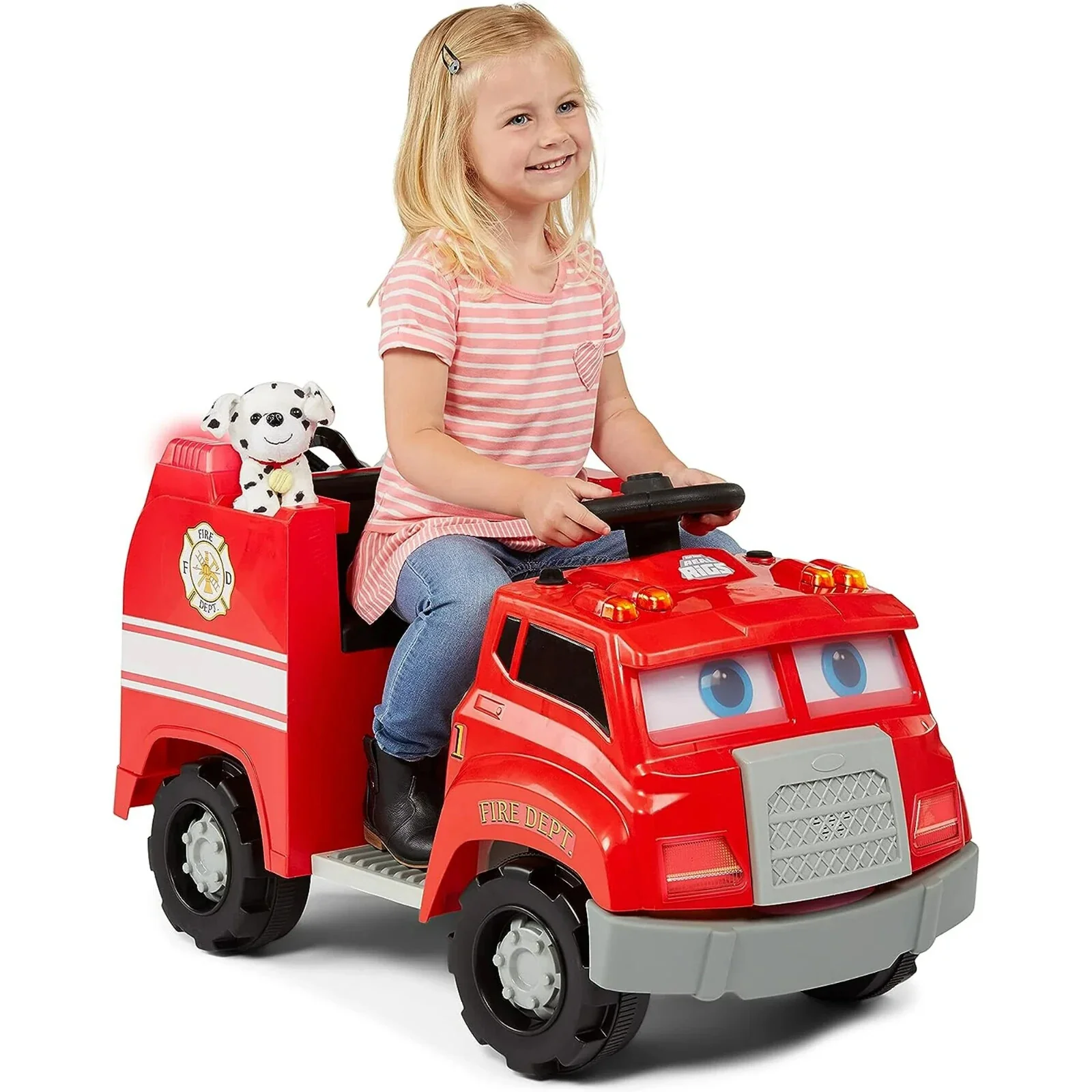 6V Battery-Powered Toddler Fire Truck with Sound Effects for Ages 1.5+ - Image 2