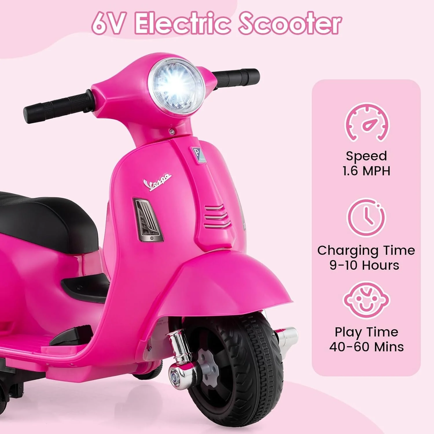 Licensed Vespa Toddler Ride-On Motorcycle with Training Wheels - Image 4
