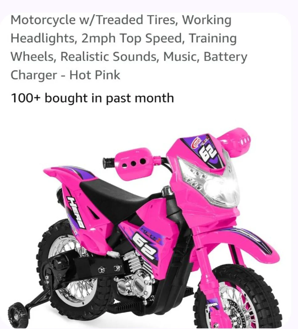 Pink Toddler Ride-On Motorcycle Toy - Image 2