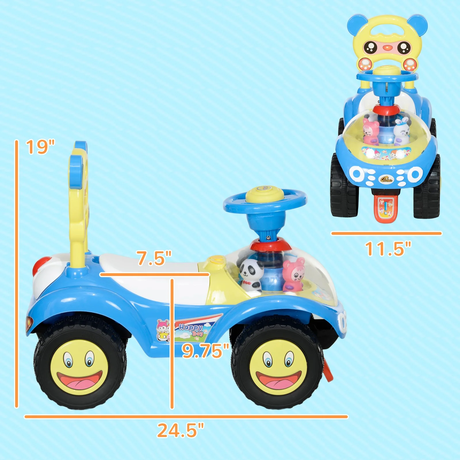 Toddler Push Foot-to-Floor Sliding Ride-On Car for Kids Blue - Image 2
