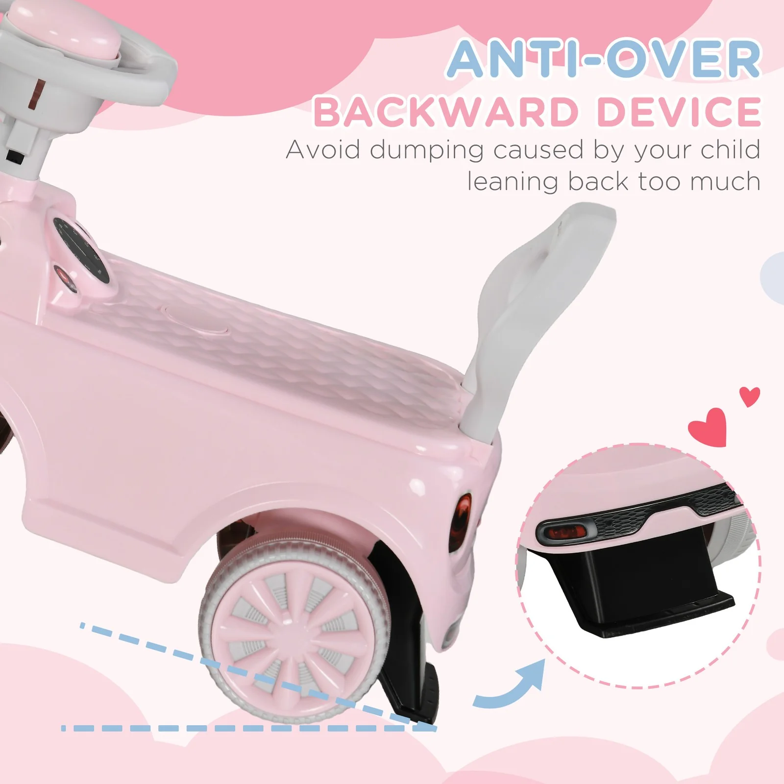 Pink Toddler Ride-On Foot-to-Floor Sliding Car Toy - Image 5
