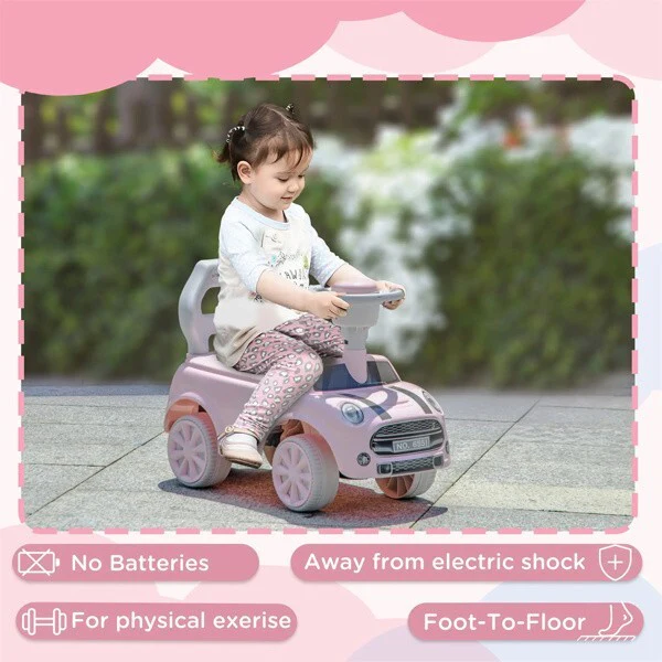Toddler Ride-On Toy with Horn and Safety Features Interactive Fun for 18-36 Months Pink - Image 2