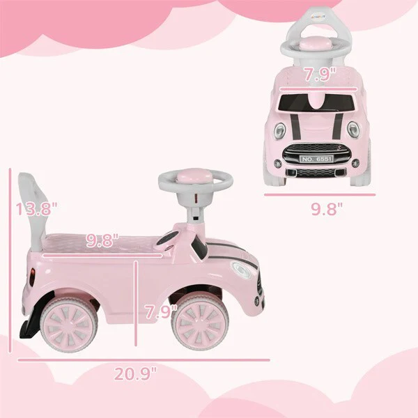 Toddler Ride-On Toy with Horn and Safety Features Interactive Fun for 18-36 Months Pink - Image 5