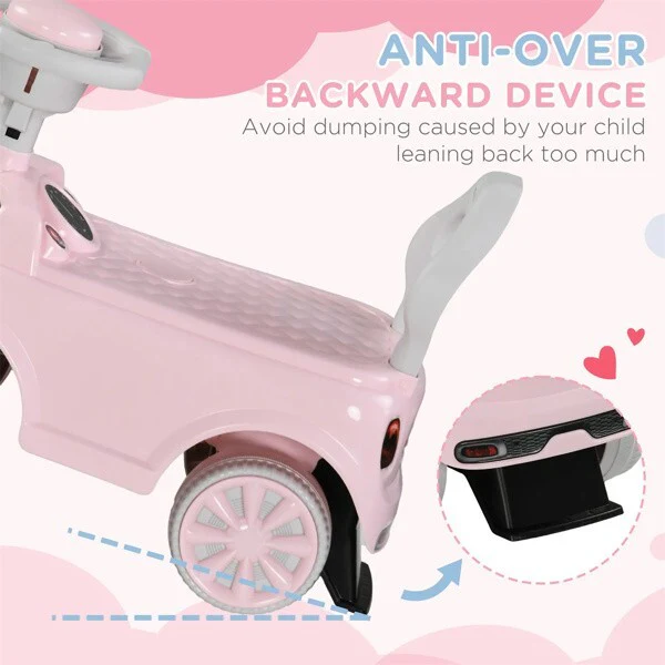 Toddler Ride-On Toy with Horn and Safety Features Interactive Fun for 18-36 Months Pink - Image 6