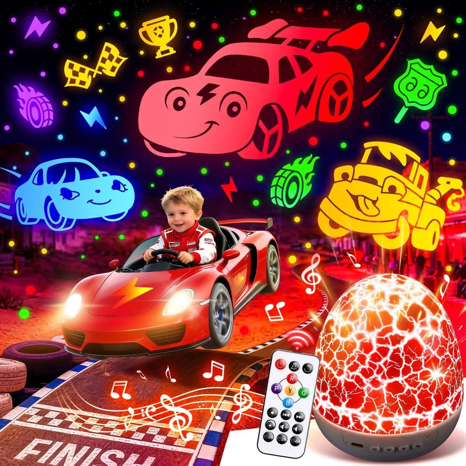 Colorful Cars Projector for Toddlers | 6 Films, 15 Sounds, 31 Colors - Image 3